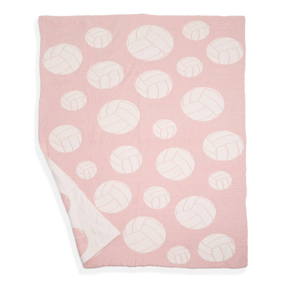 Volleyball Reversible Throw Blanket in Pink - Simply Graced Mama
