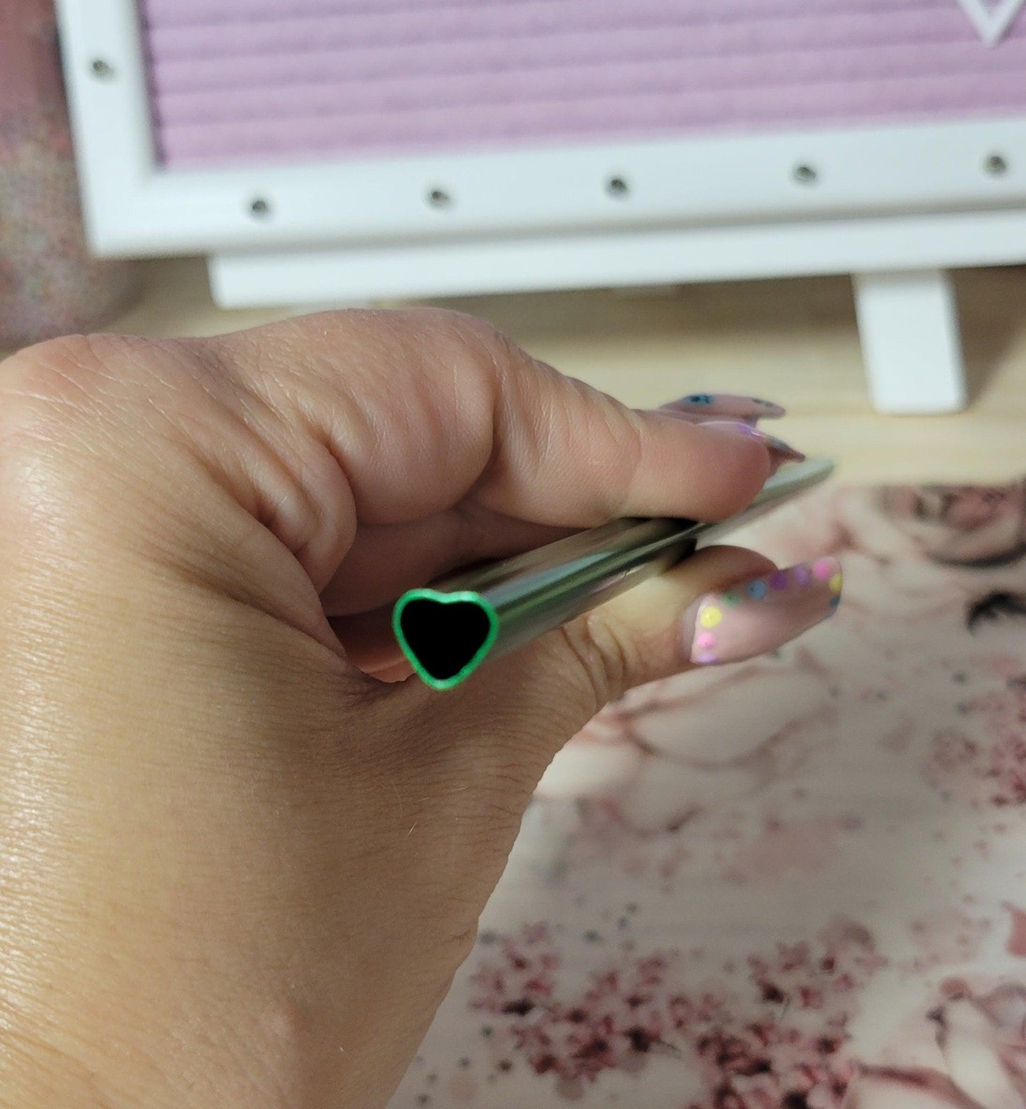 Heart Shaped Stainless Steel Straw - Green - Simply Graced Mama