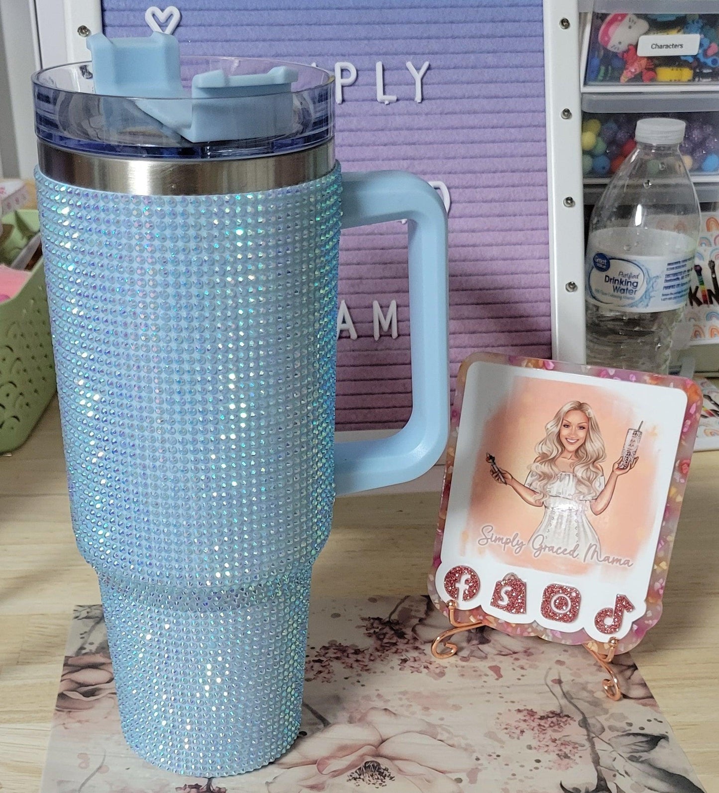 Light Blue Bling Tumbler - Simply Graced Mama