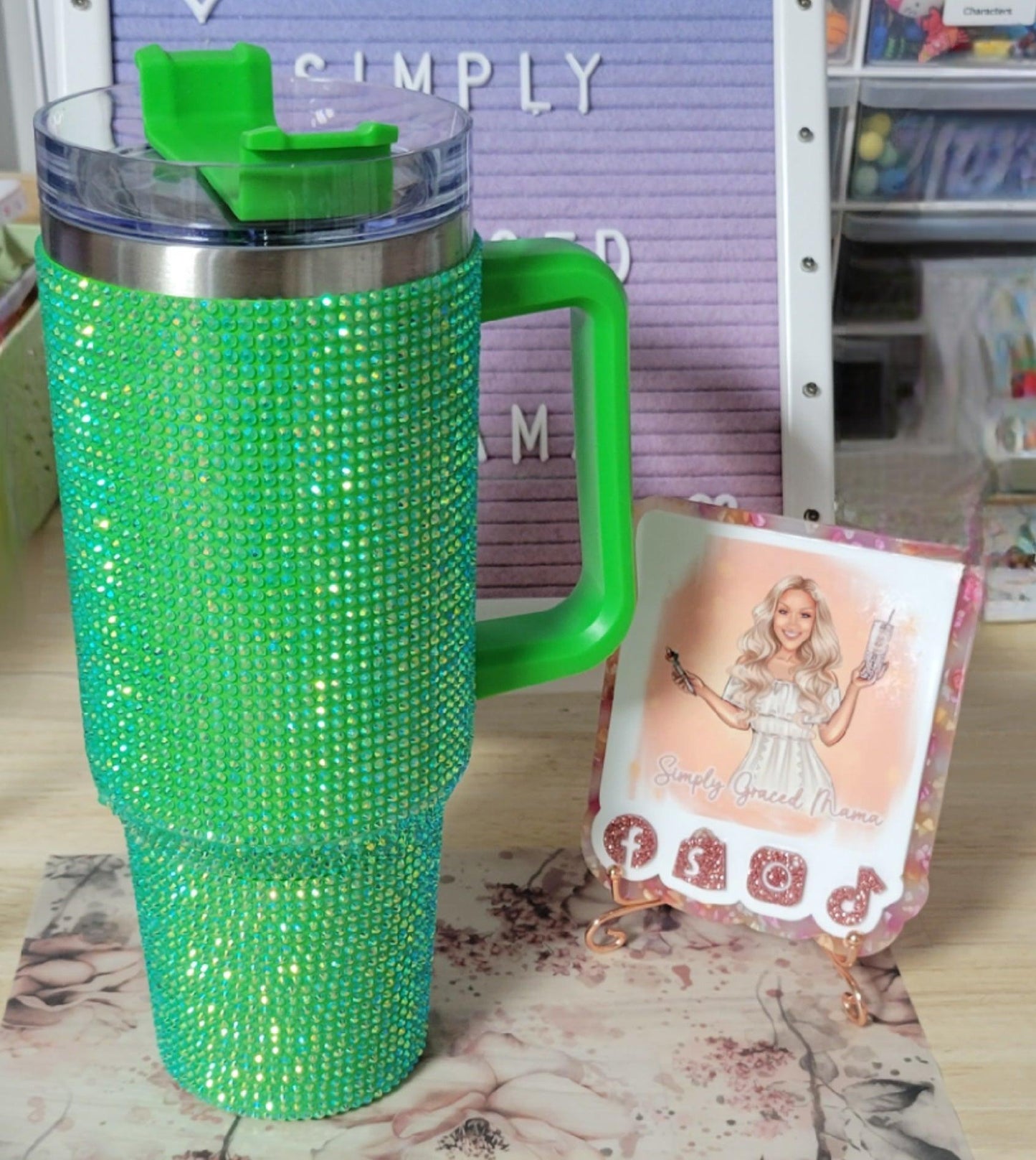 Green Bling Tumbler - Simply Graced Mama