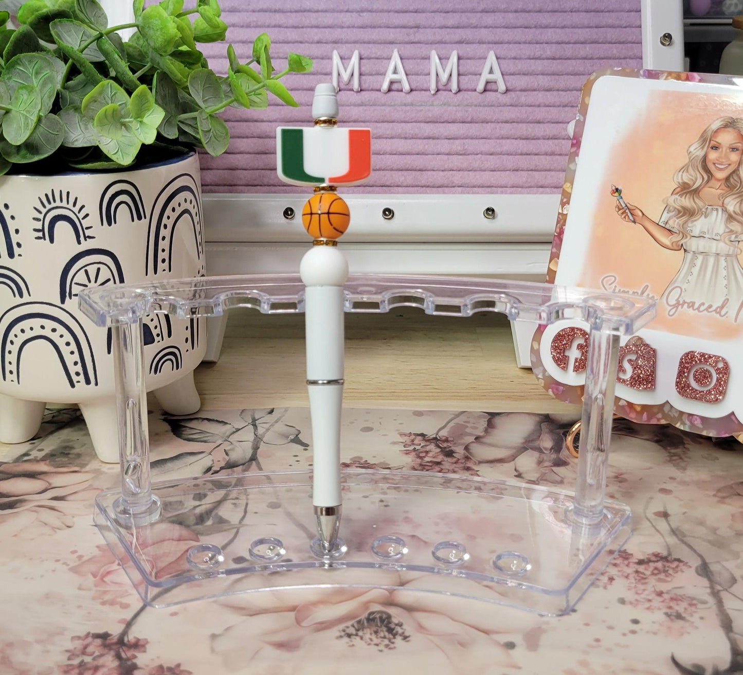 University of Miami Basketball Beaded Pen - Simply Graced Mama