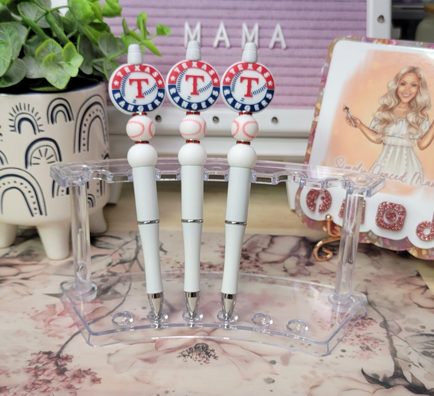 Texas Rangers Beaded Pen - Simply Graced Mama