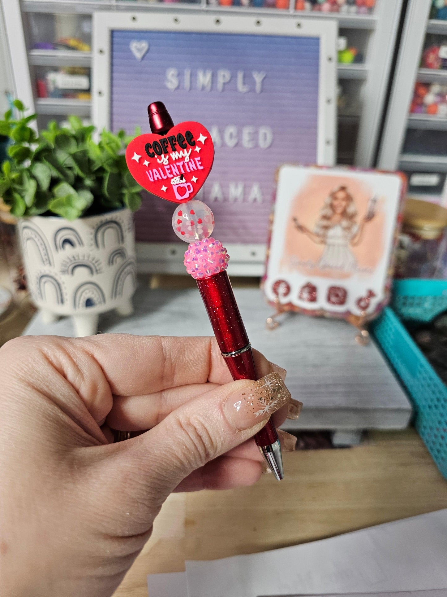 Coffee is my Valentine Beaded Pen - Simply Graced Mama