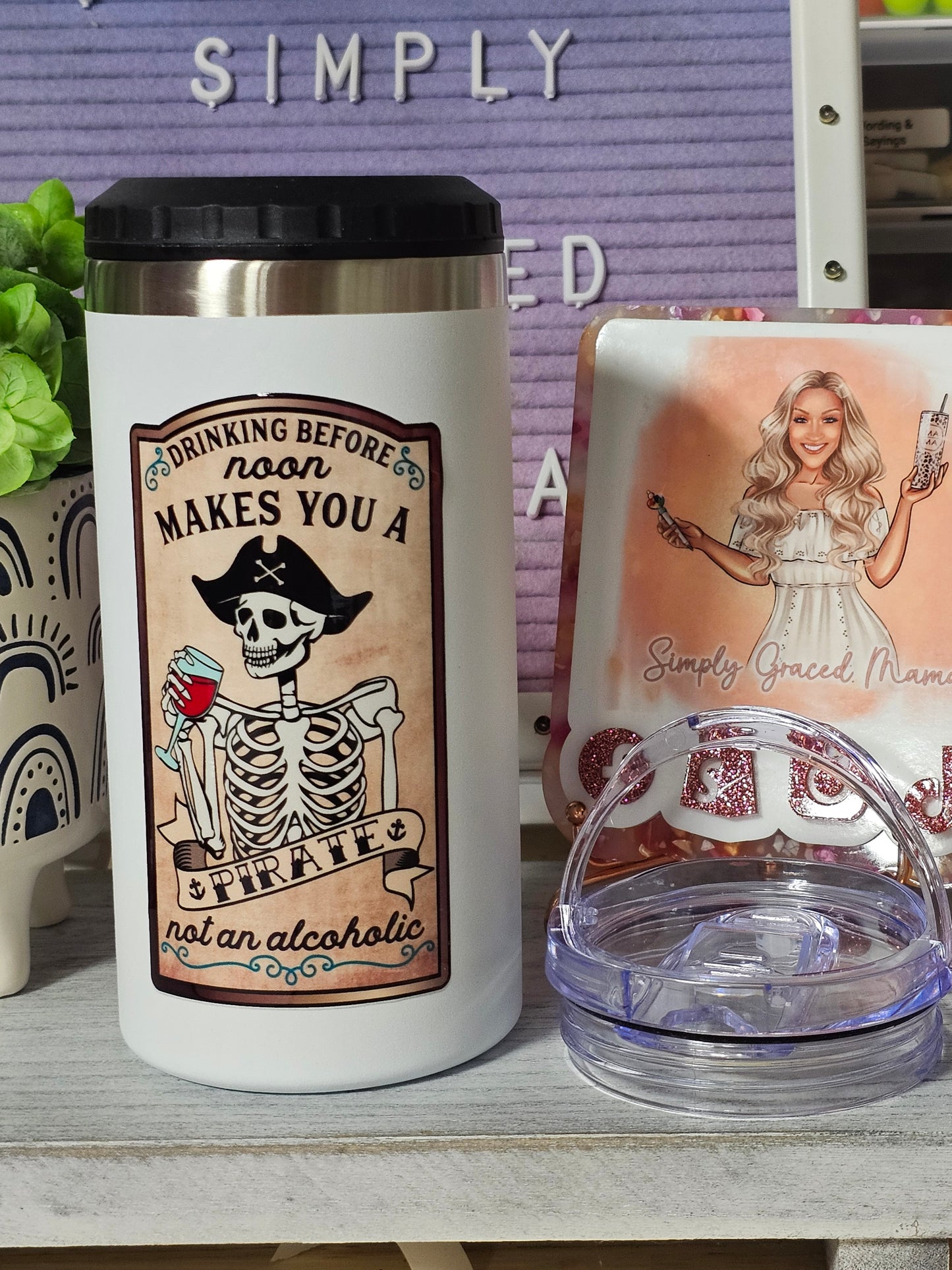 Drinking Before Noon Makes You a Pirate Interchangeable Can Koozie - Simply Graced Mama