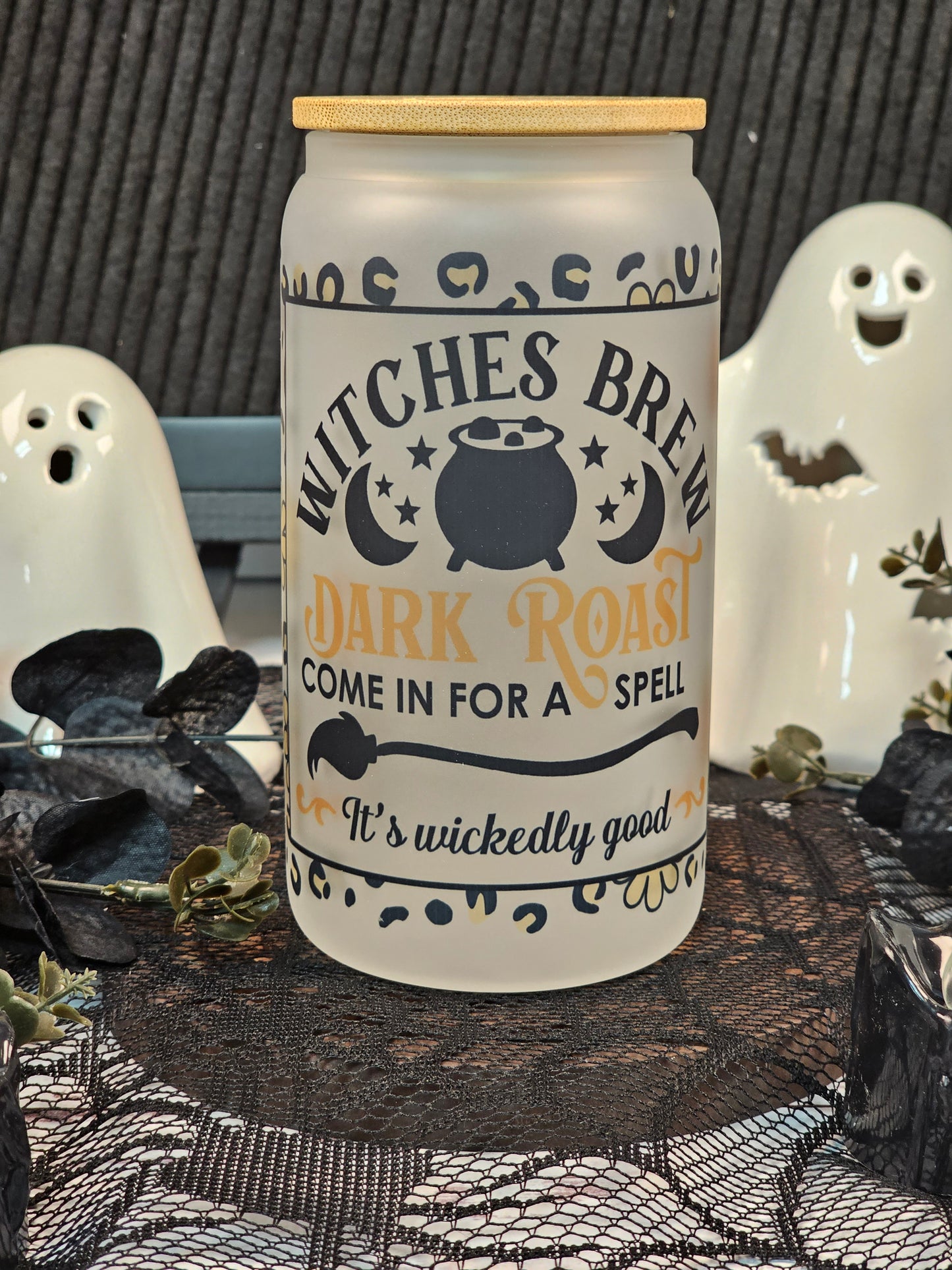 Witches Brew Dark Roast Frosted Libbey Glass - Simply Graced Mama
