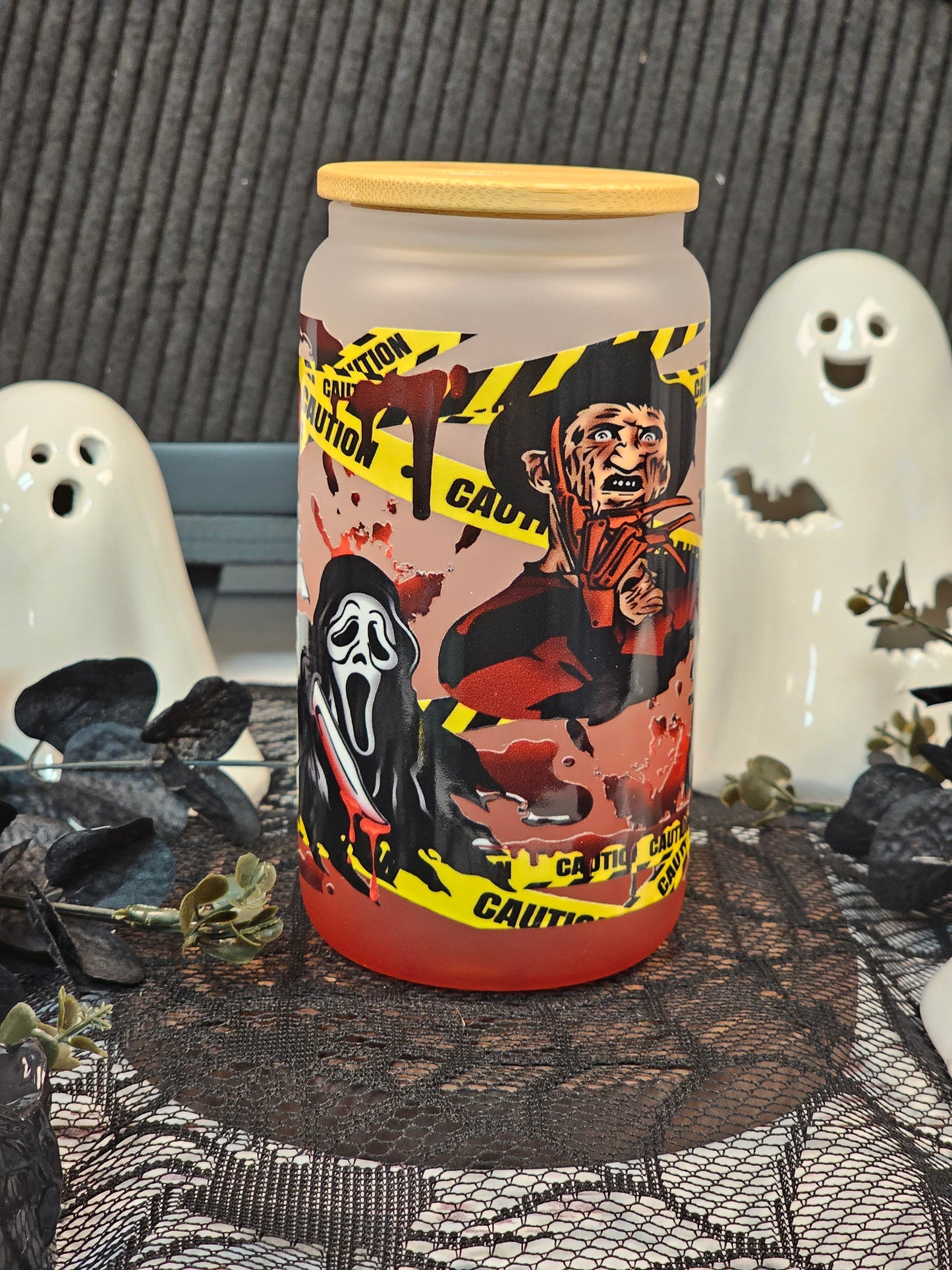 Caution Horror Character Libbey Glass Cup - Simply Graced Mama
