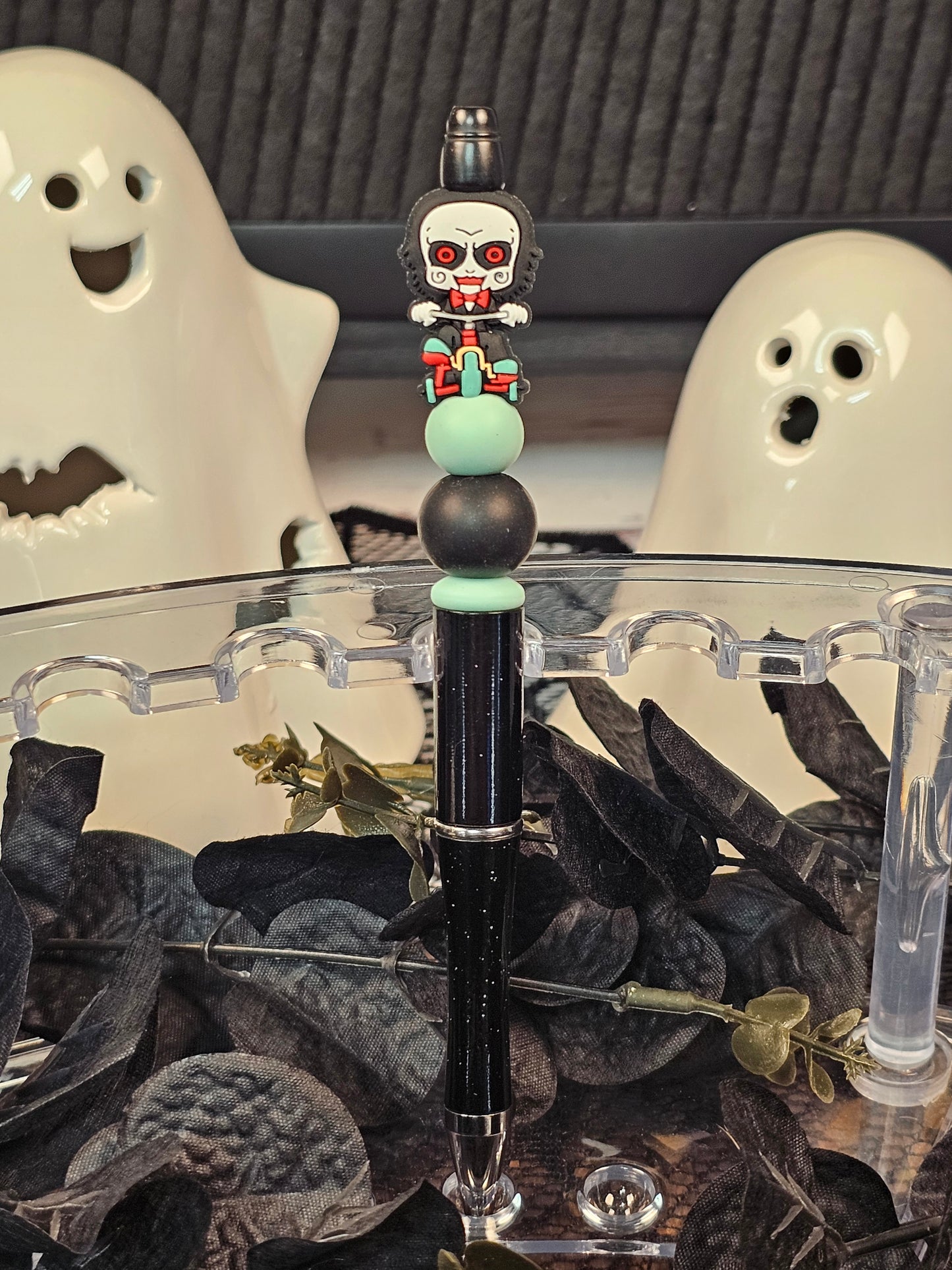 Jigsaw Horror Character Beaded Black Pen - Simply Graced Mama