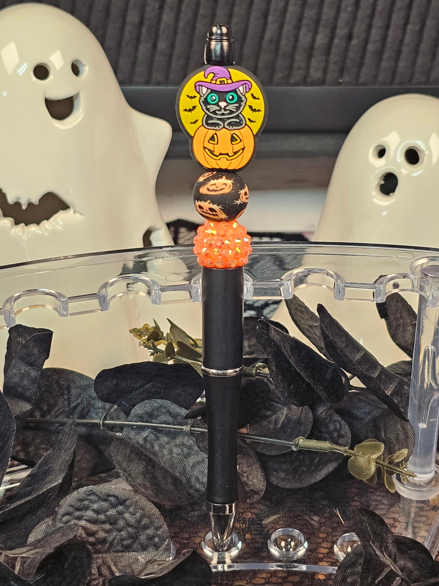 Witchy Black Cat Beaded Pen - Simply Graced Mama