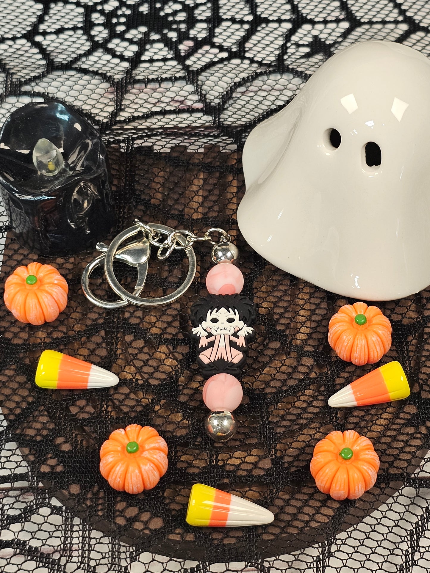 Spooky Skeleton Beaded Keychain - Simply Graced Mama