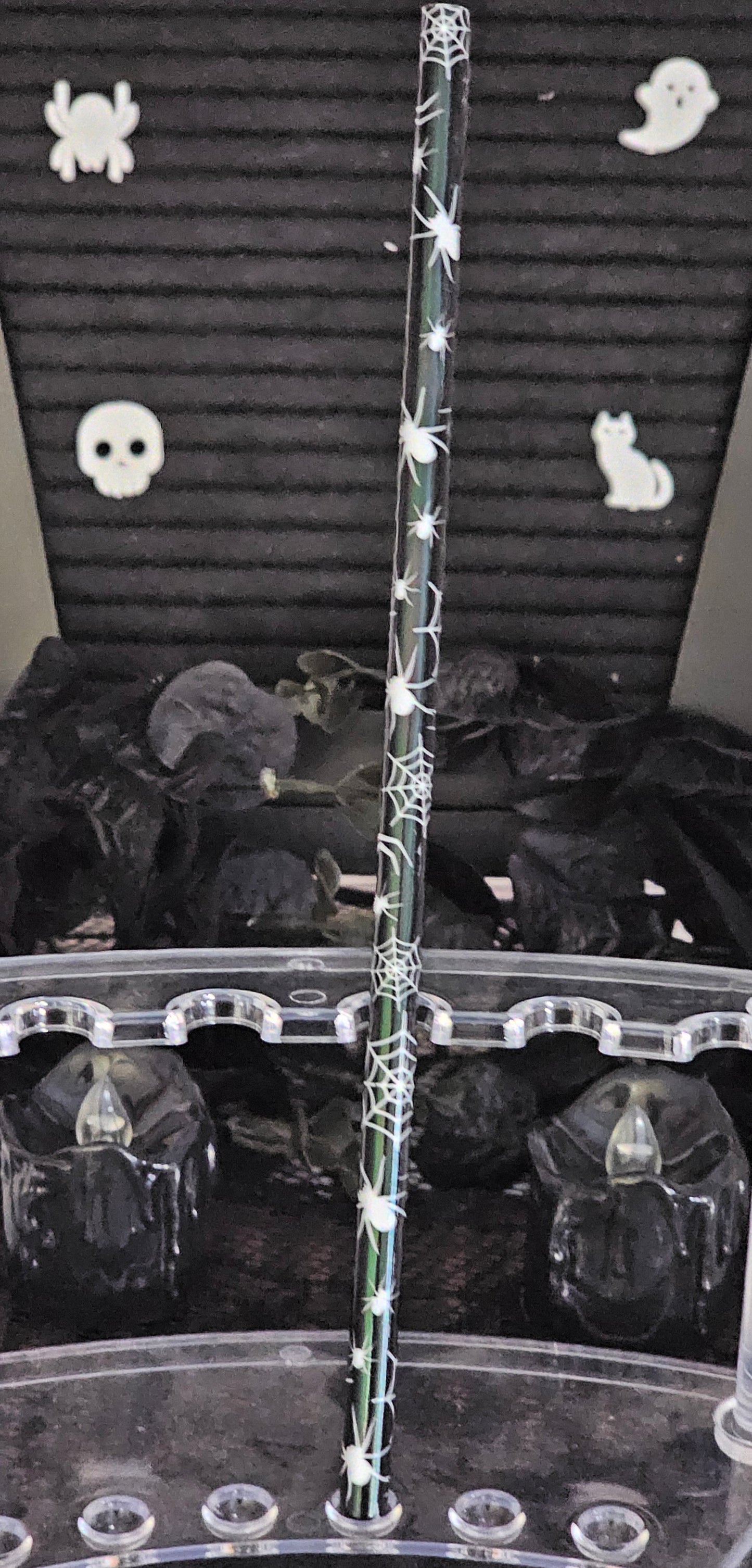 Black Spider Web Plastic Straw - Simply Graced Mama