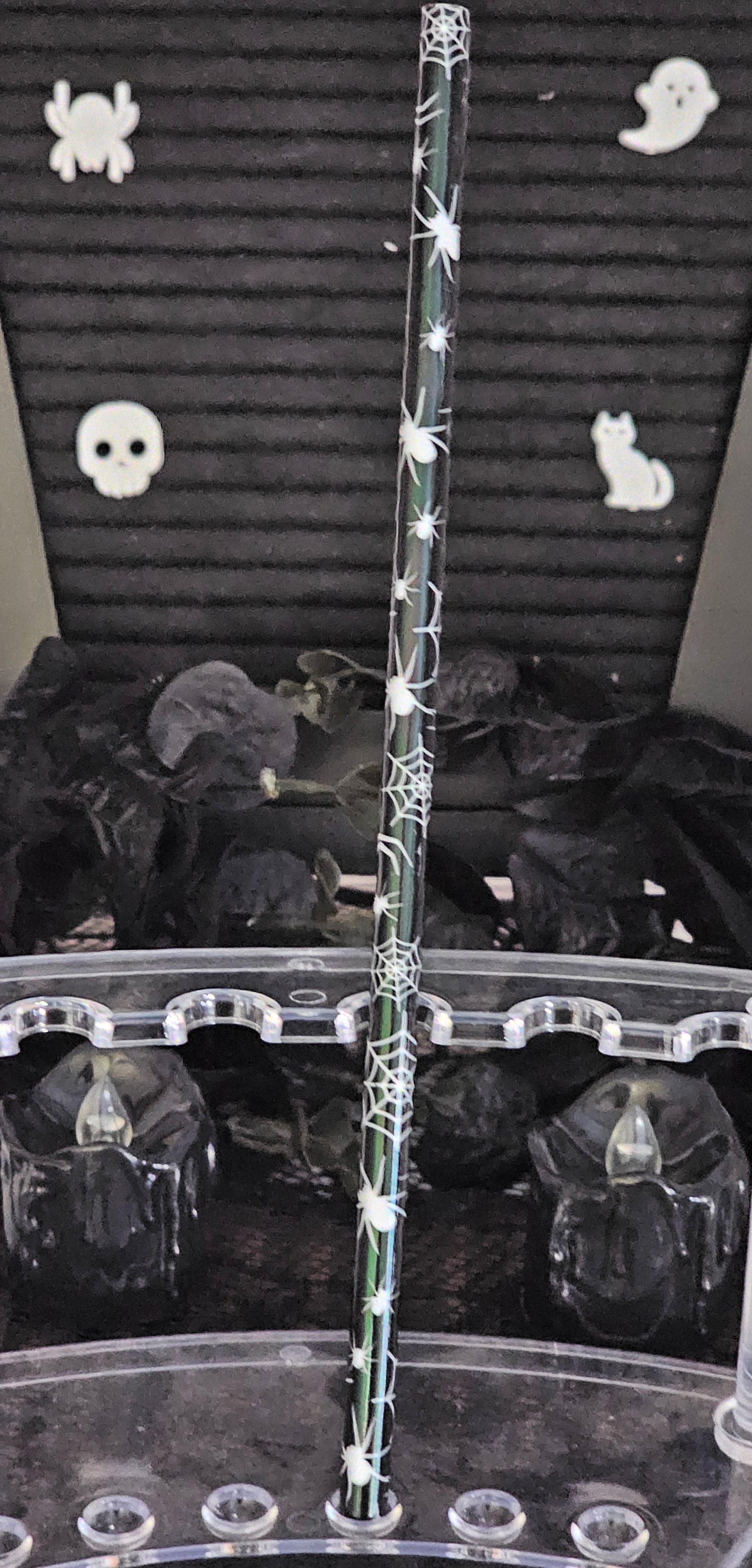 Black Spider Web Plastic Straw - Simply Graced Mama