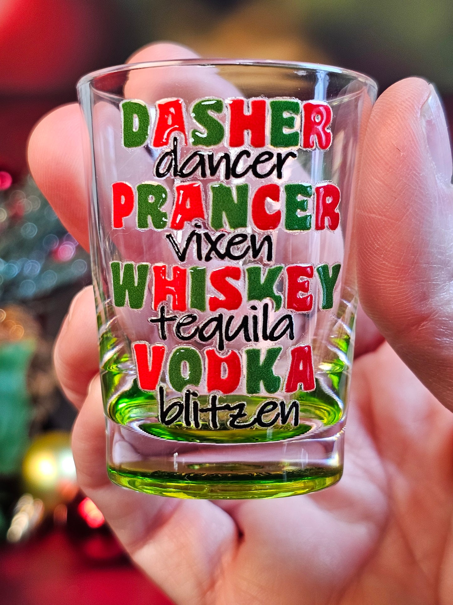 Reindeer Games Shot Glass in Green - Simply Graced Mama
