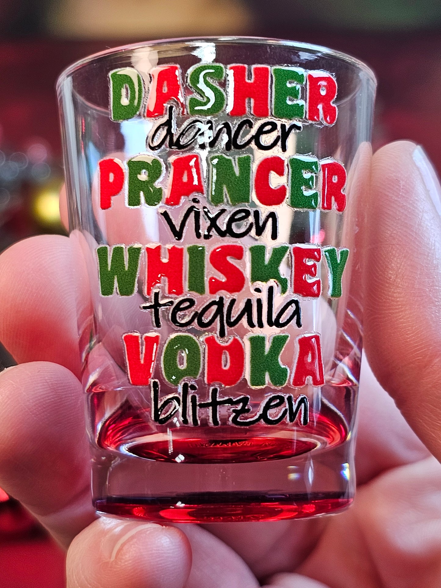 Reindeer Games Shot Glass in Red - Simply Graced Mama