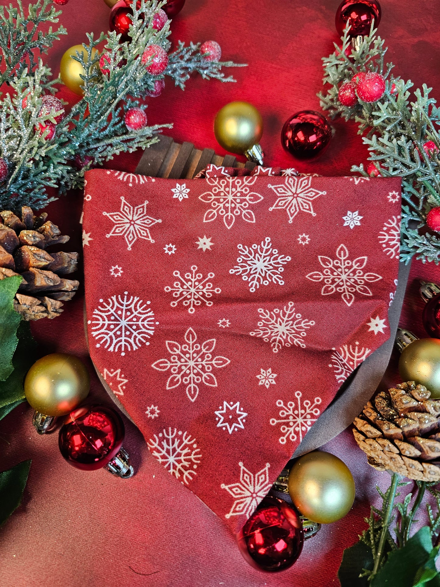Merry Snowflake Scrunchie Bandana - Simply Graced Mama