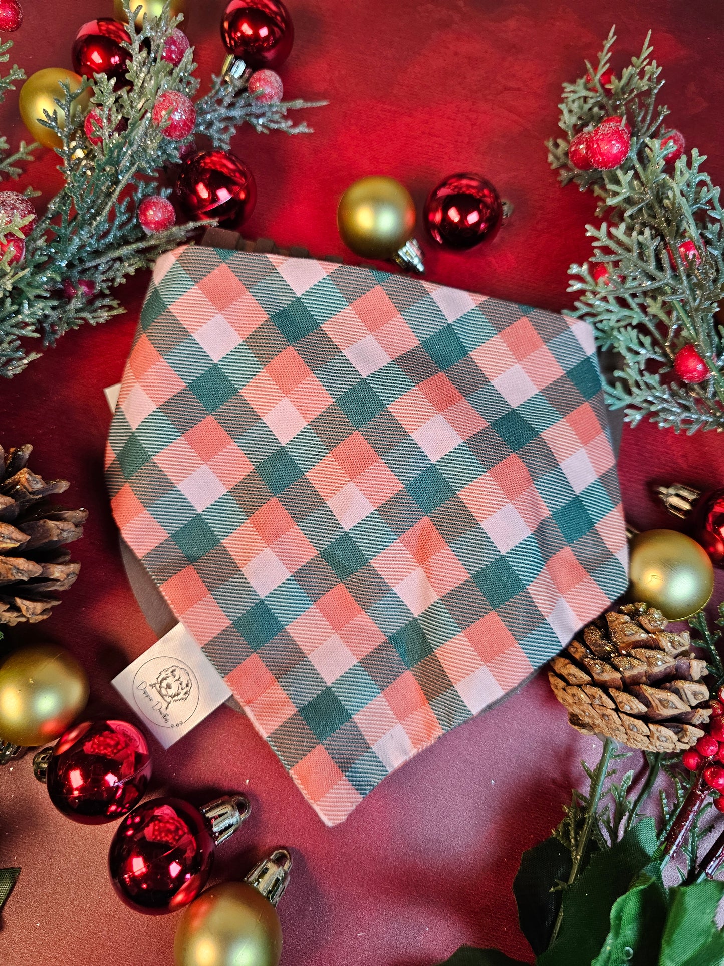 Red & Green Plaid Scrunchie Bandana - Simply Graced Mama