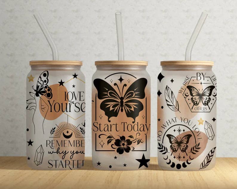 Start Today Butterfly Celestial Glass Tumbler - Simply Graced Mama