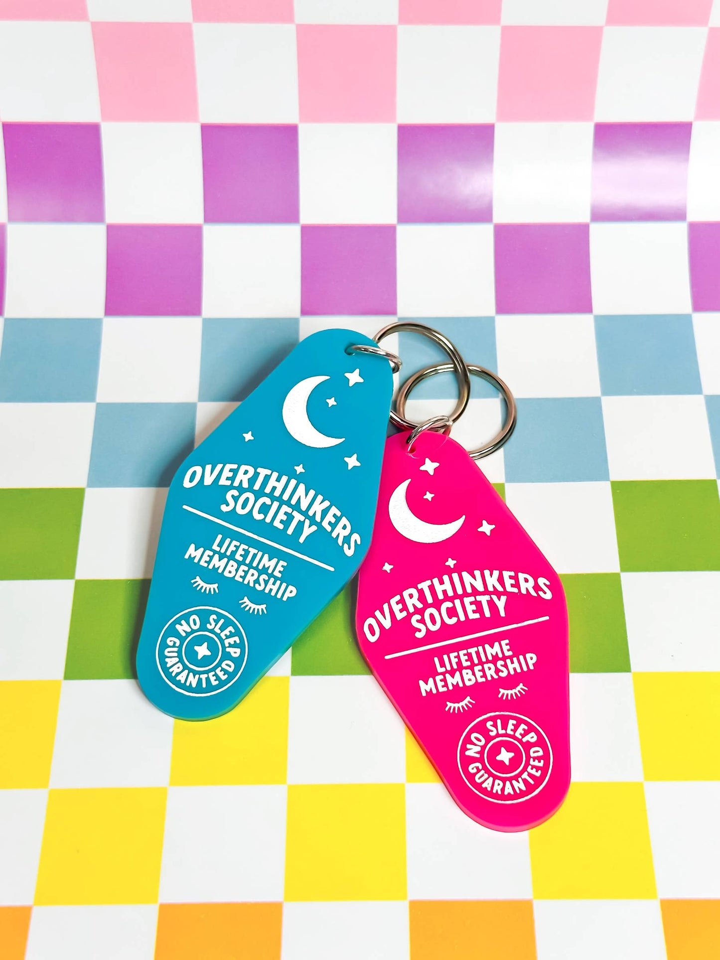 Overthinkers Society Keychain in Blue with Silver Key Ring