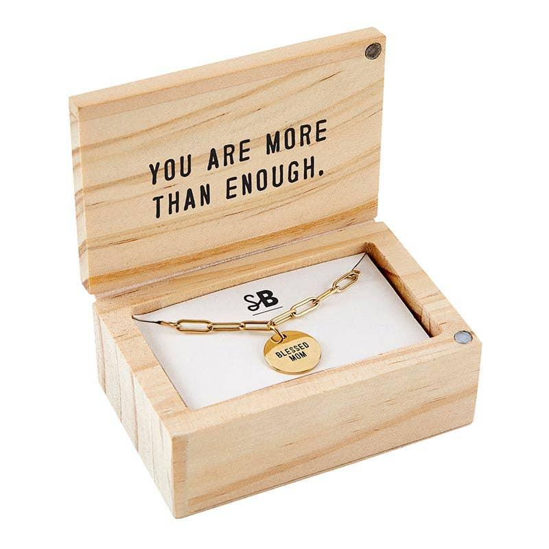 Blessed Mom Chain Link Necklace - Simply Graced Mama