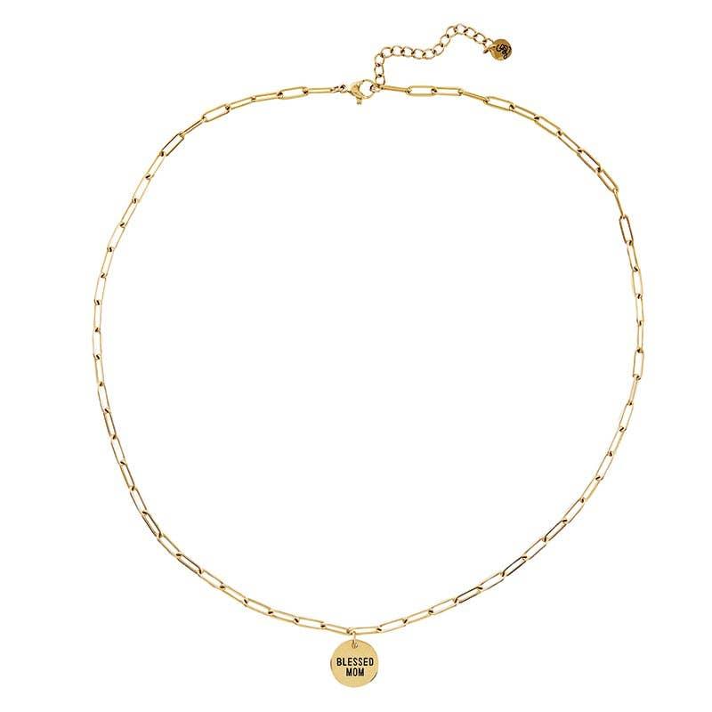 Blessed Mom Chain Link Necklace - Simply Graced Mama