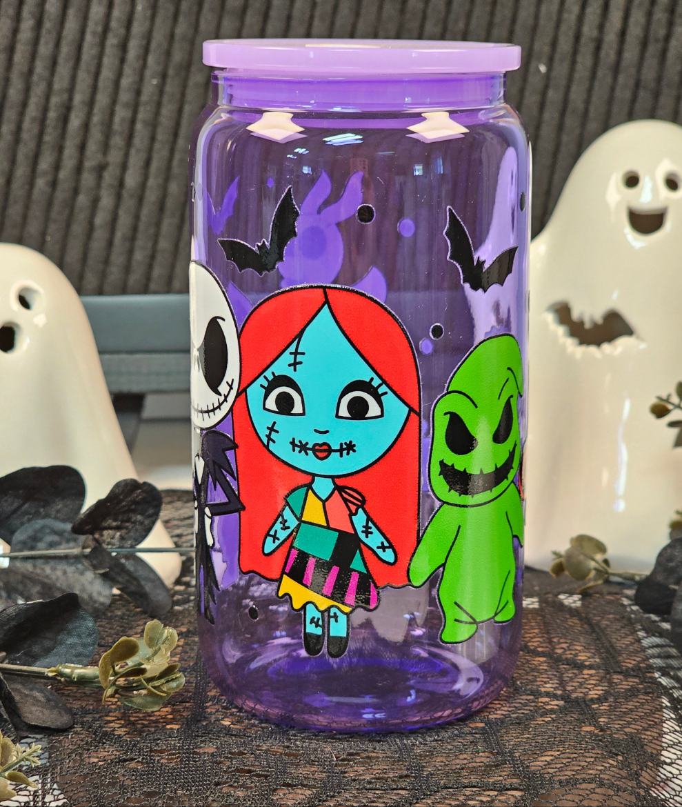 Nightmare Before Christmas Purple Libbey Glass Cup - Simply Graced Mama