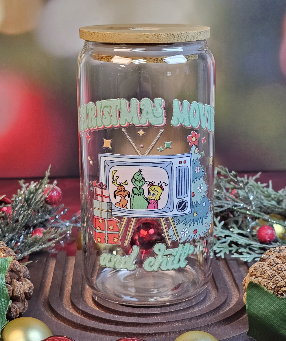 Christmas Movie & Chill Glass Cup - Simply Graced Mama