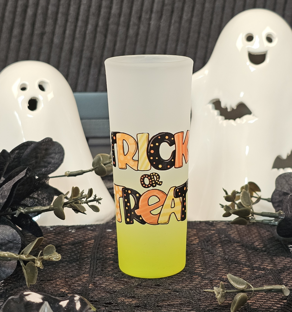 Trick or Treat 3oz Frosted Shot Glass - Yellow - Simply Graced Mama