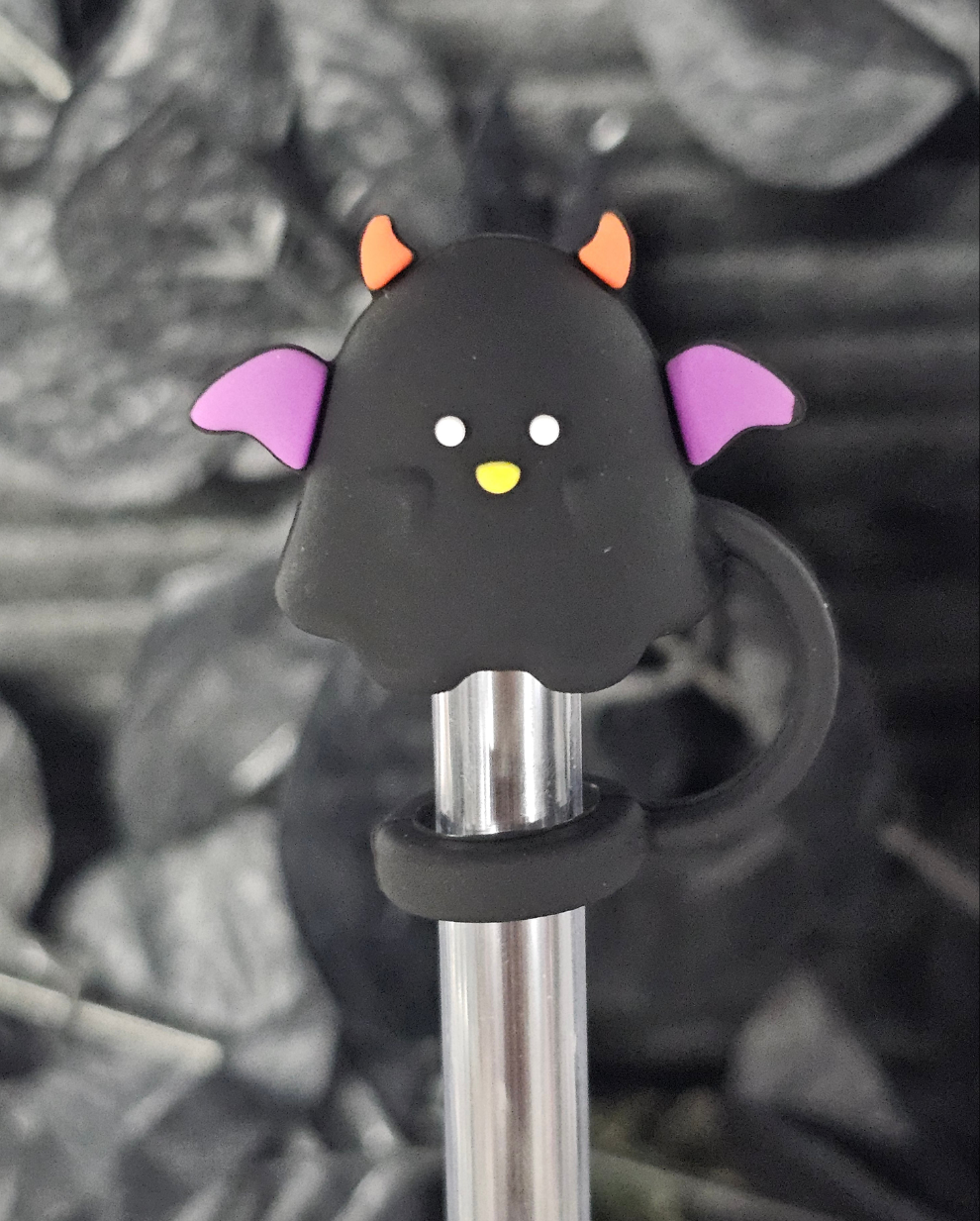 Ghost Devil Straw Topper - Black - Simply Graced Mama