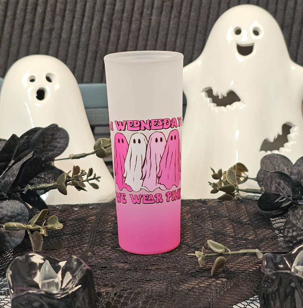 On Wednesday's We Wear Pink Shot Glass - Simply Graced Mama