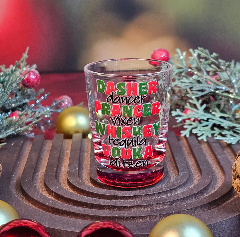 Reindeer Games Shot Glass in Red - Simply Graced Mama
