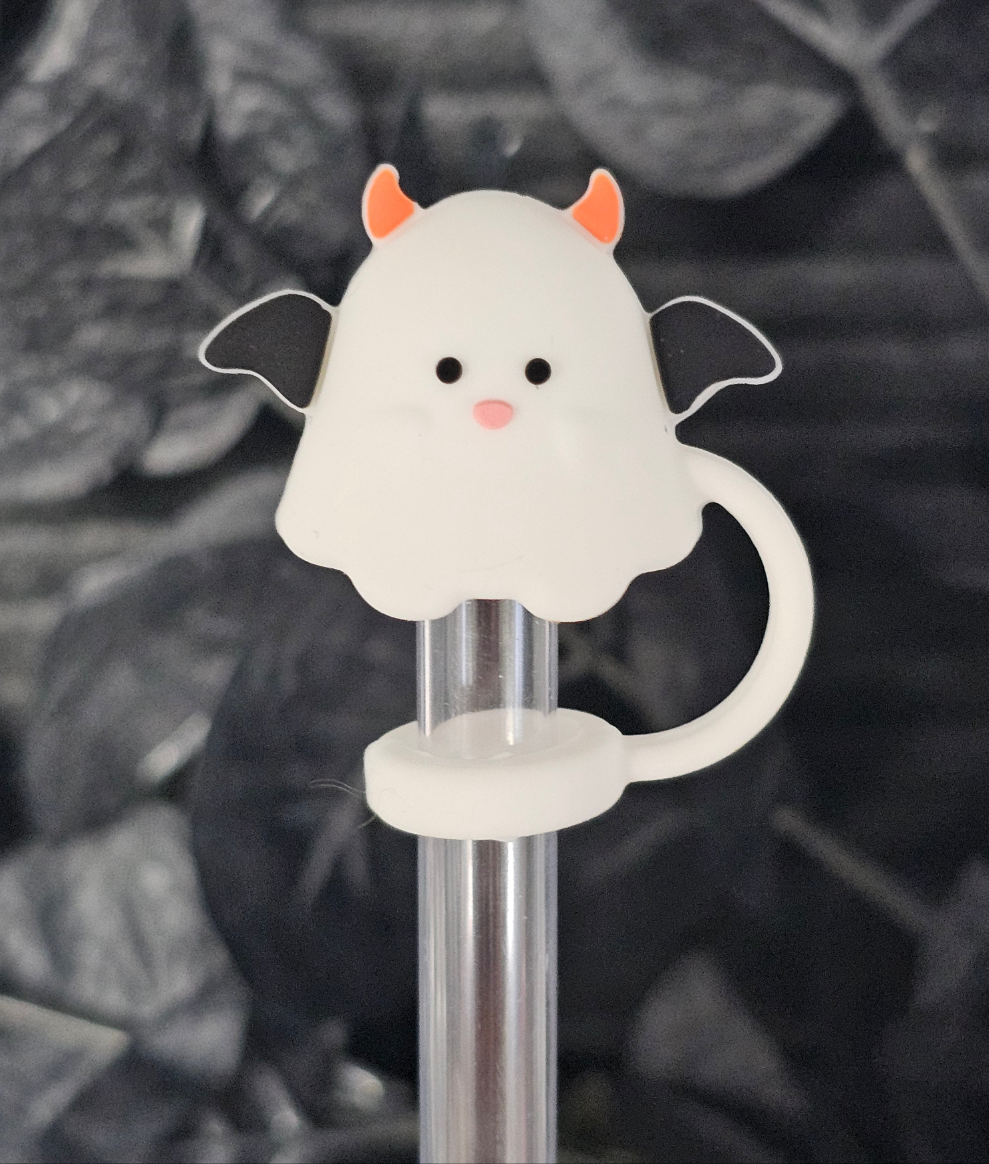Ghost Devil Straw Topper - White - Simply Graced Mama