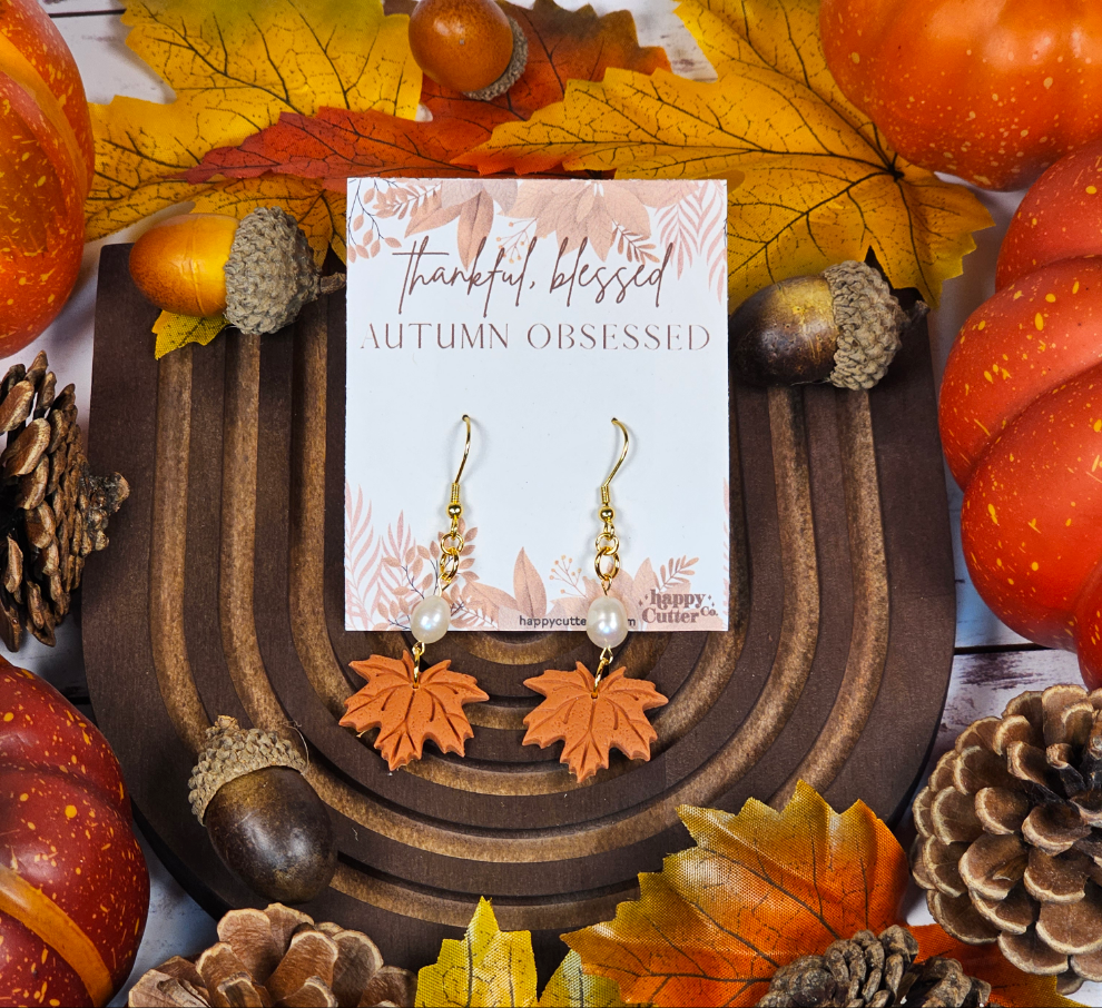 Maple Leaf Pearl Earringz - Simply Graced Mama