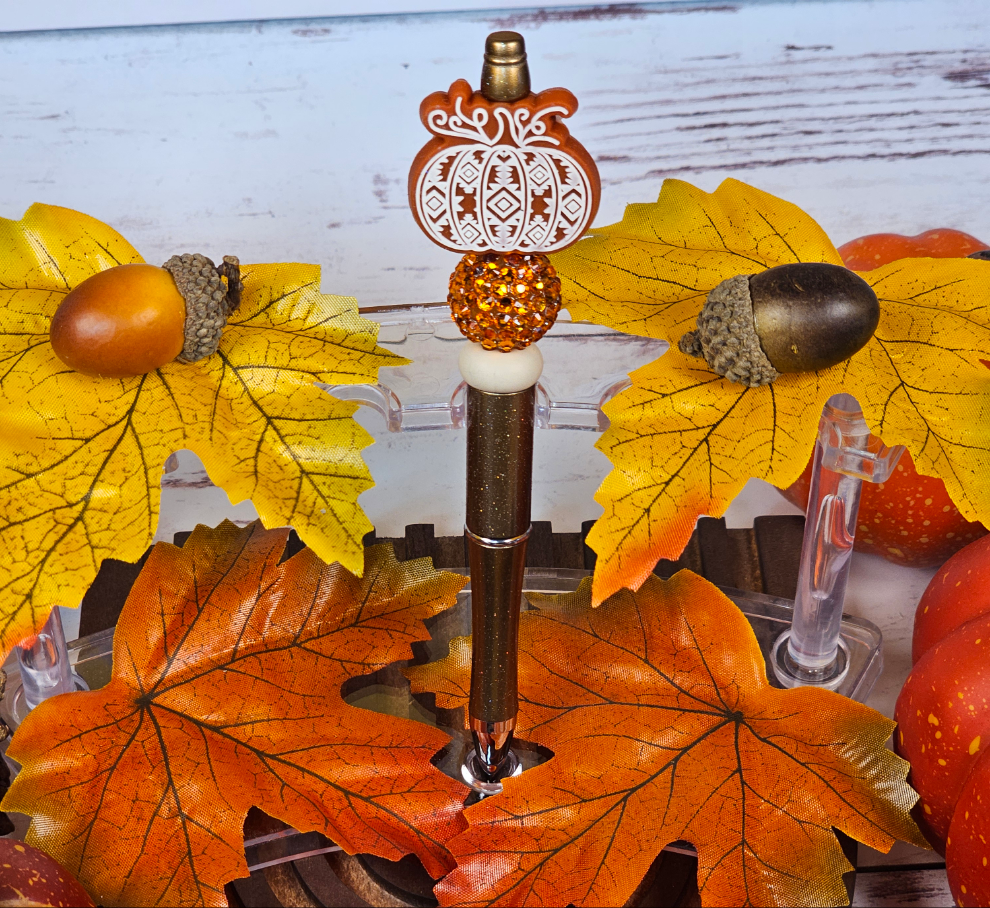 Aztec Pumpkin Halloween Beaded Pen - Simply Graced Mama
