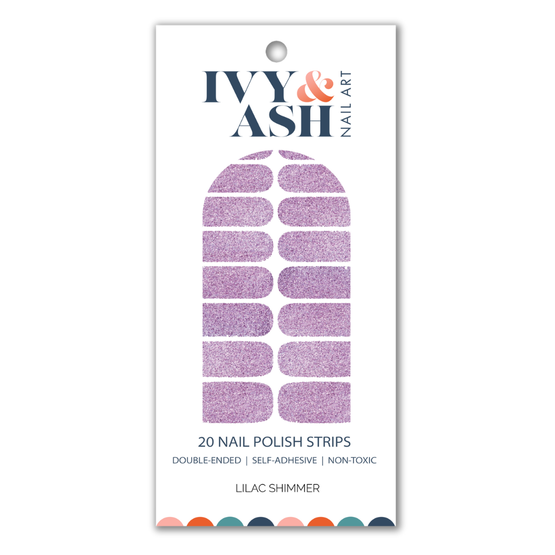 Lilac Shimmer | Light Purple Glitter Nail Polish Wrap Set