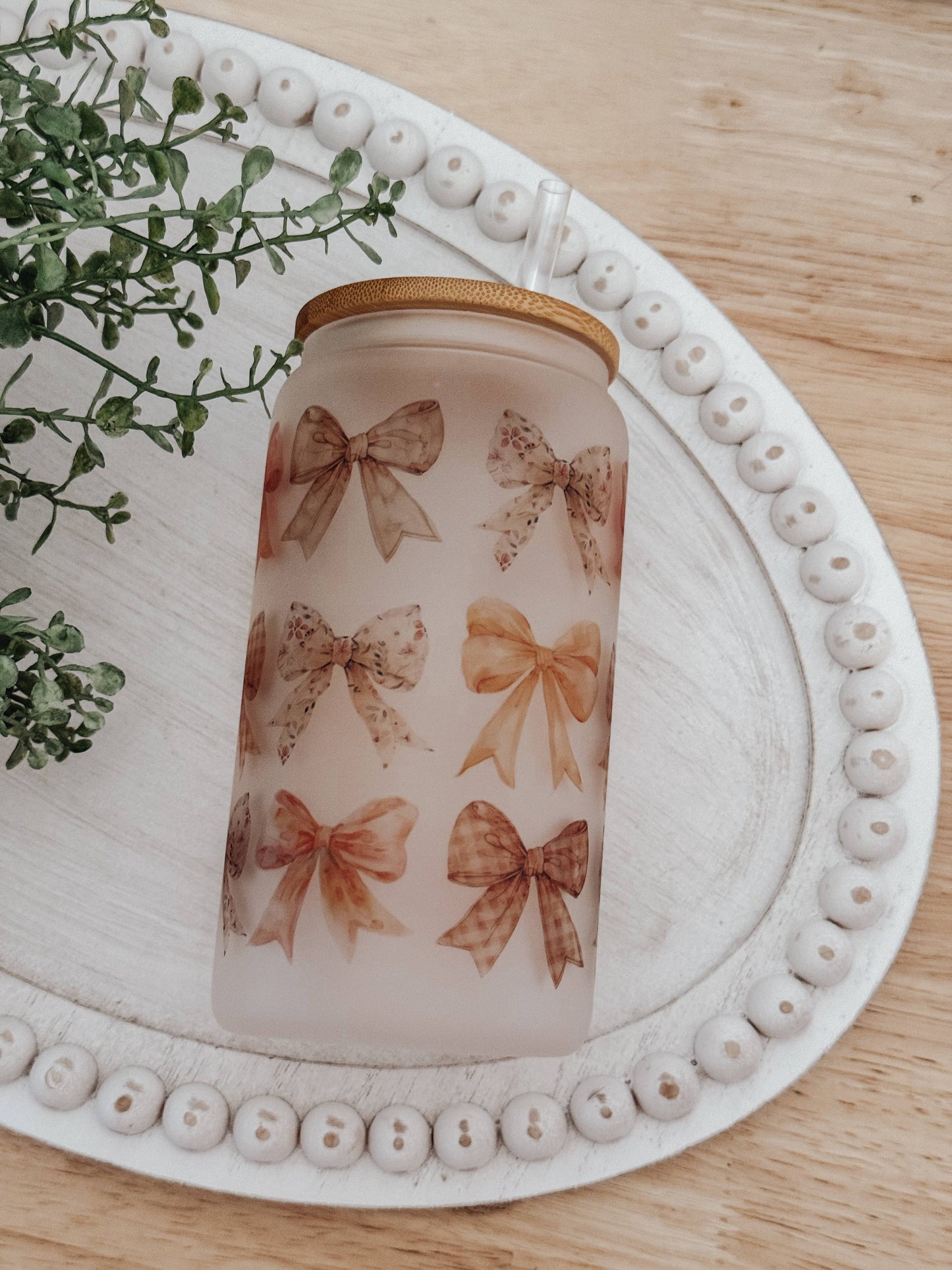 Coquette Bows Frosted Libbey Glass - Simply Graced Mama