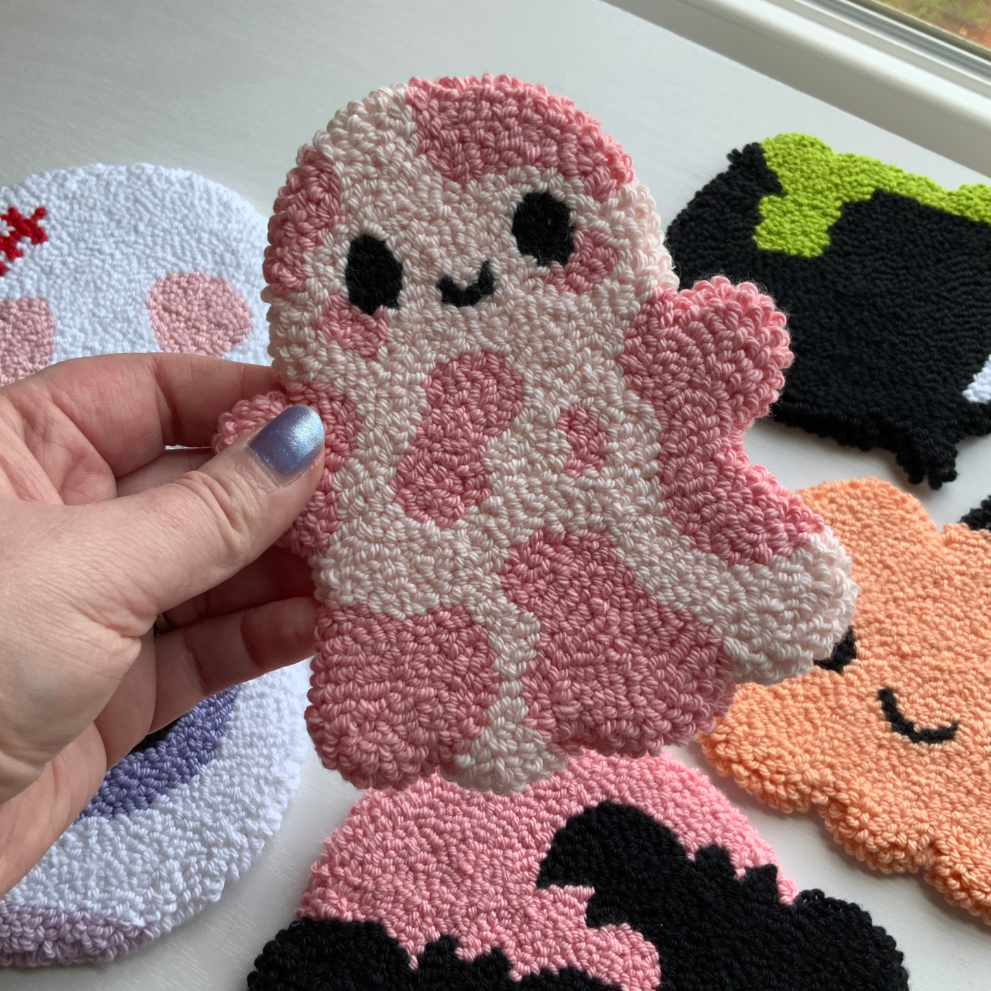 Pink Ghost Mug Rug Coaster - Simply Graced Mama