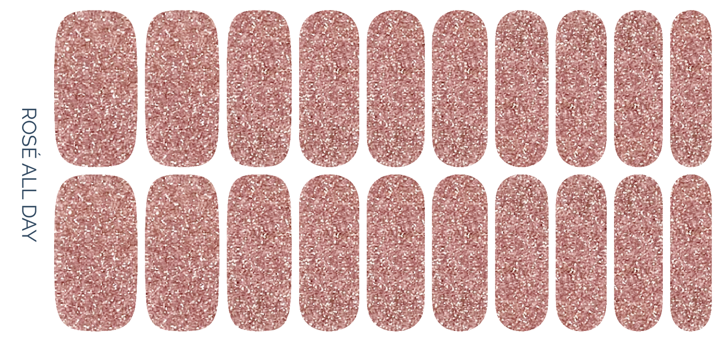Rosé All Day | Rose Gold Glitter At Home Mani Nail Wrap