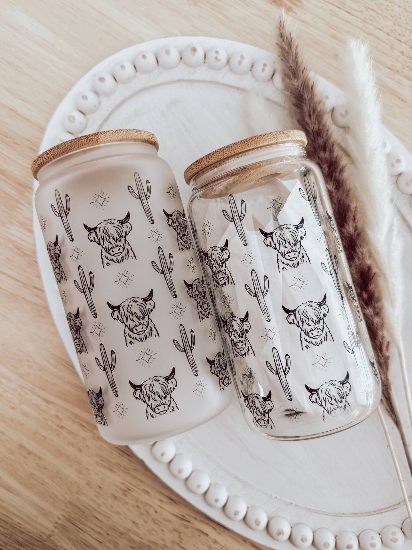 Highland Cow Frosted Glass Cup - Simply Graced Mama