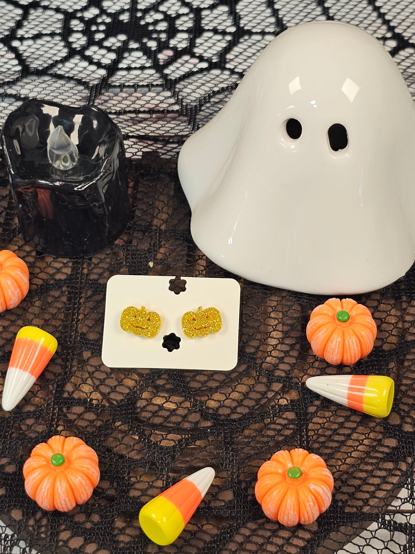 Glitter Pumpkin Stud Set
