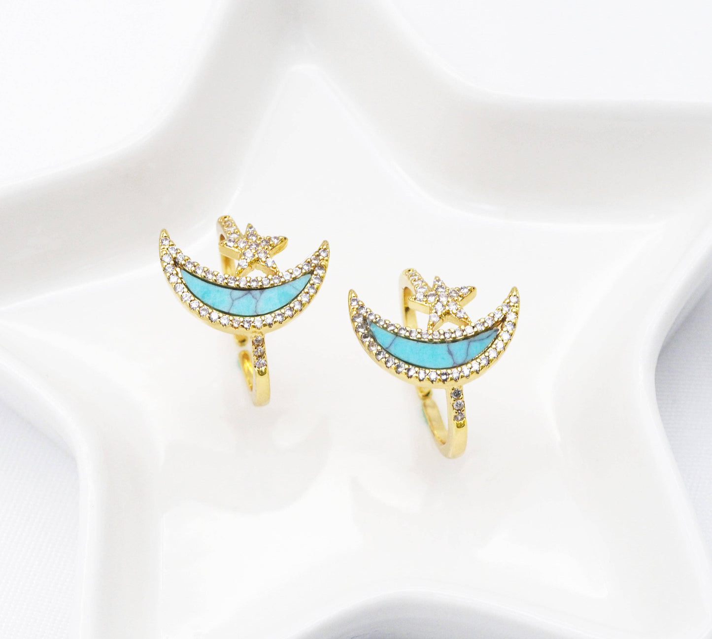 Crescent Moon & Star Turquoise Adjustable Ring - Simply Graced Mama