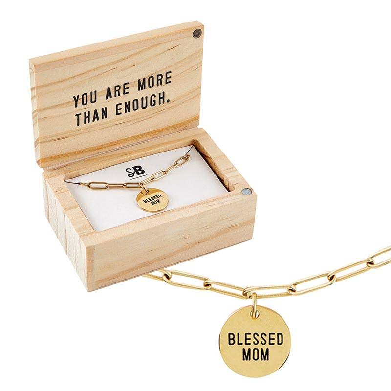 Blessed Mom Chain Link Necklace - Simply Graced Mama