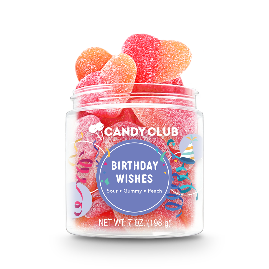 Birthday Wishes Sour Gummy Peach Candy