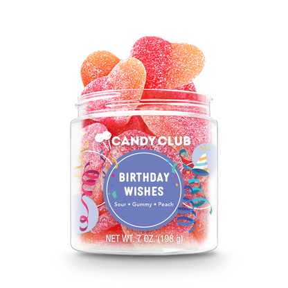 Birthday Wishes Sour Gummy Peach Candy