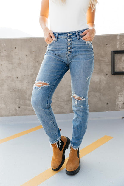 The Traveler Button Fly Denim - Simply Graced Mama