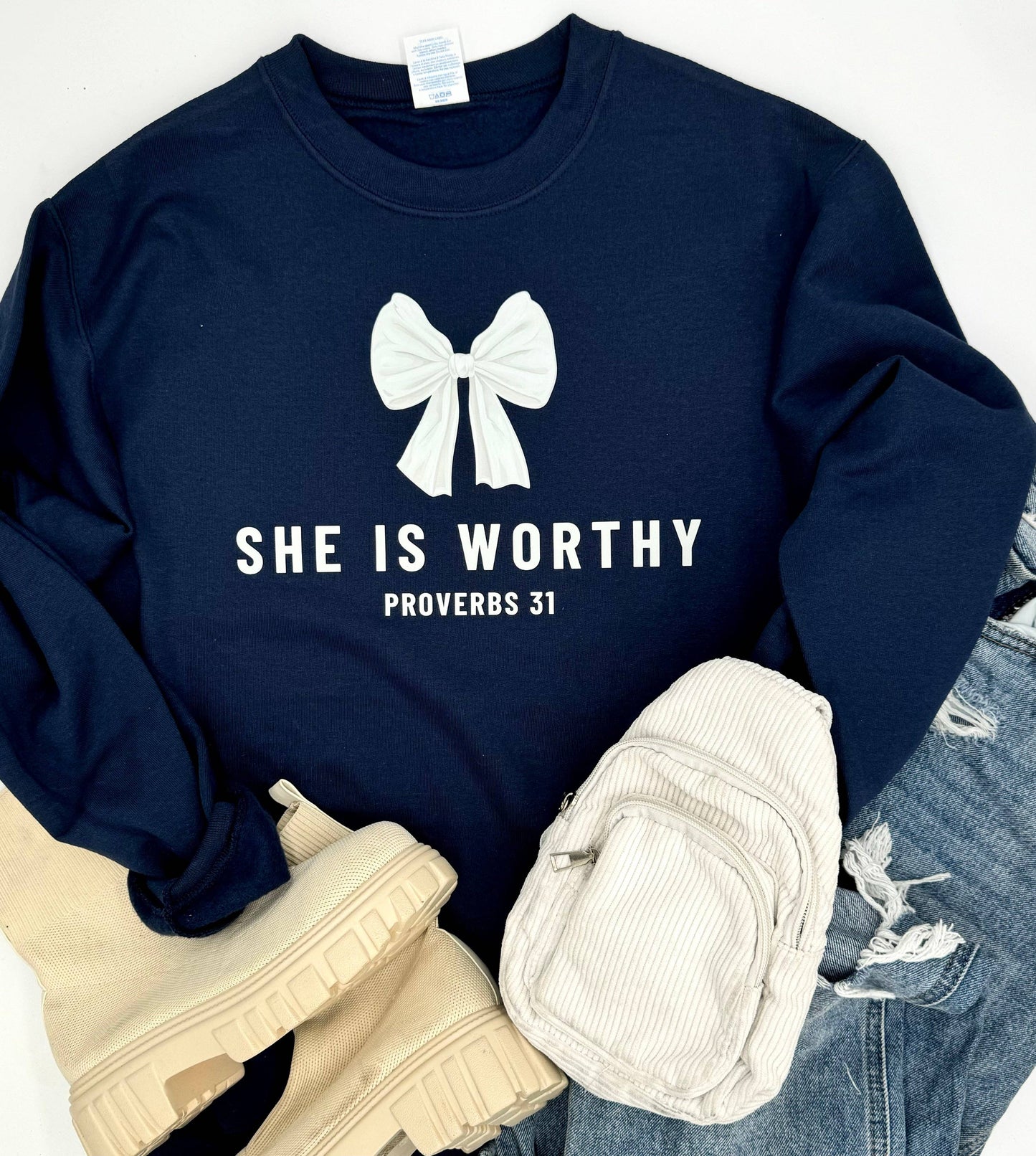 She is Worthy Sweatshirt - Simply Graced Mama