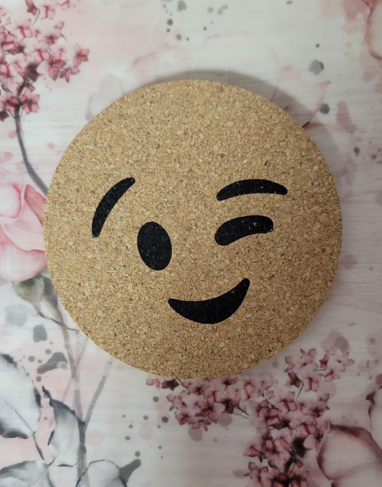 Emoji cork coaster - Design #6 - Simply Graced Mama