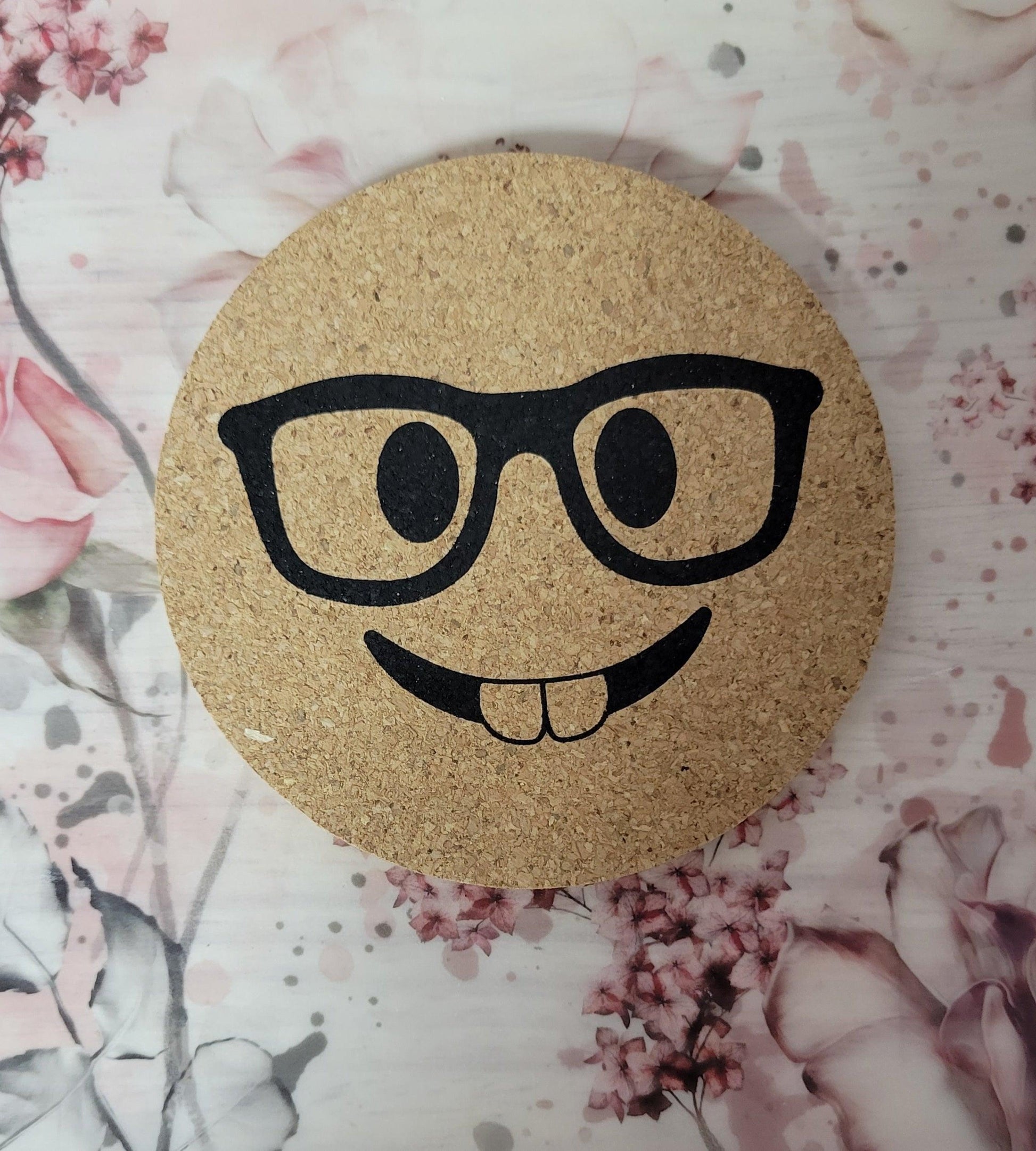 Emoji cork coaster - Design #4 - Simply Graced Mama