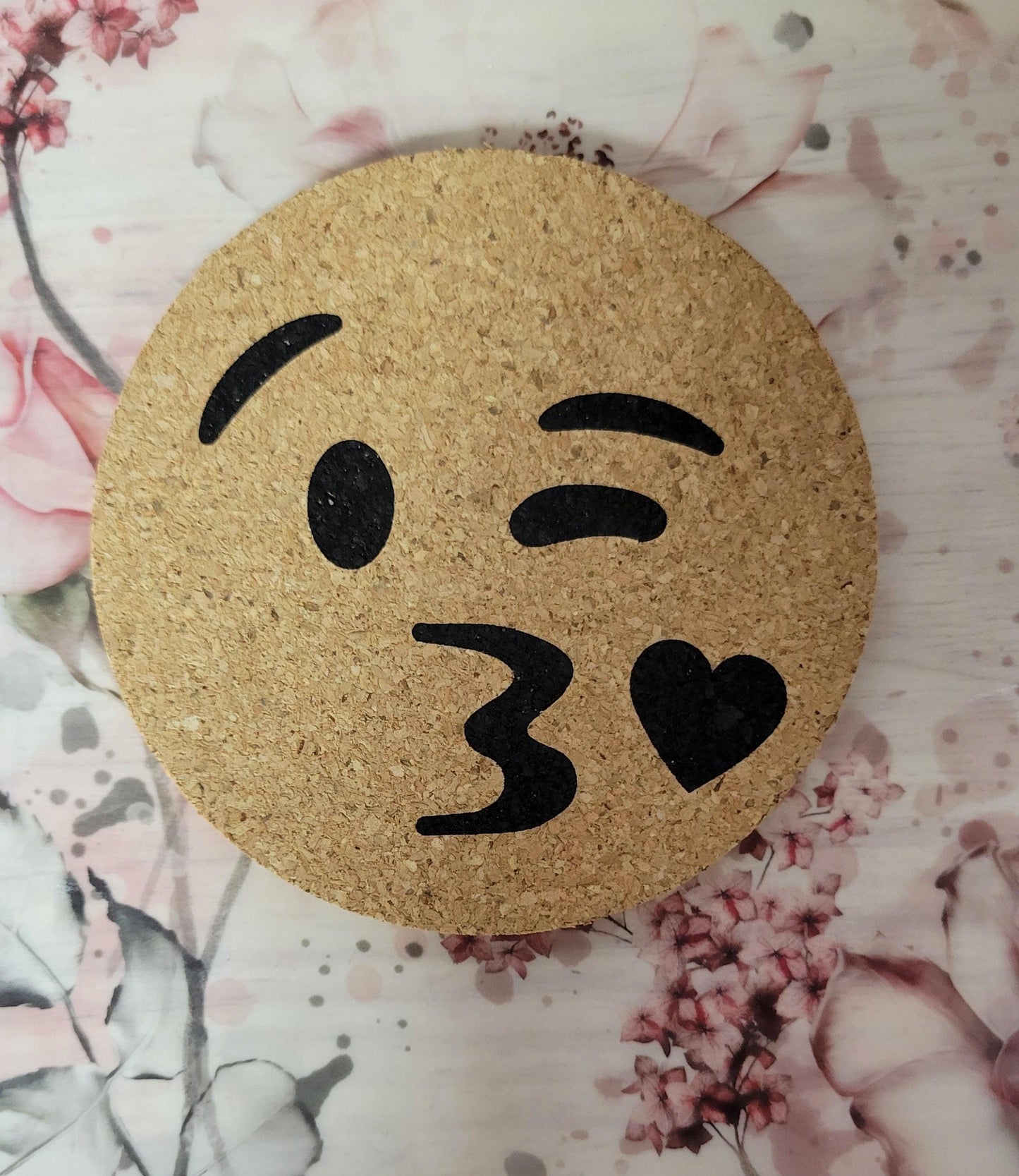 Emoji cork coaster - Design #3 - Simply Graced Mama