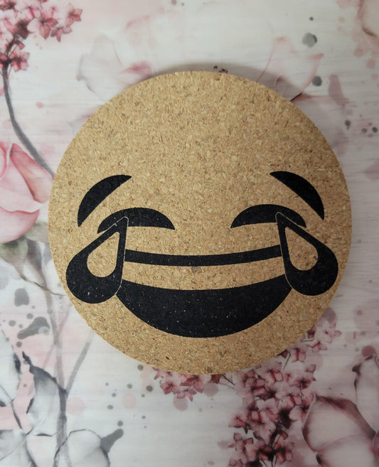 Emoji cork coaster - Design #1 - Simply Graced Mama