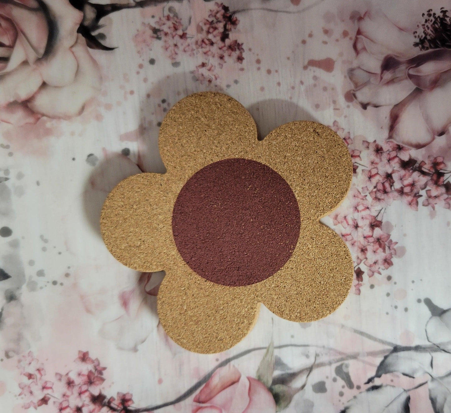 Flower cork coaster - Simply Graced Mama