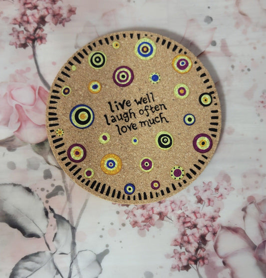 Live Well Cork Coaster - Simply Graced Mama